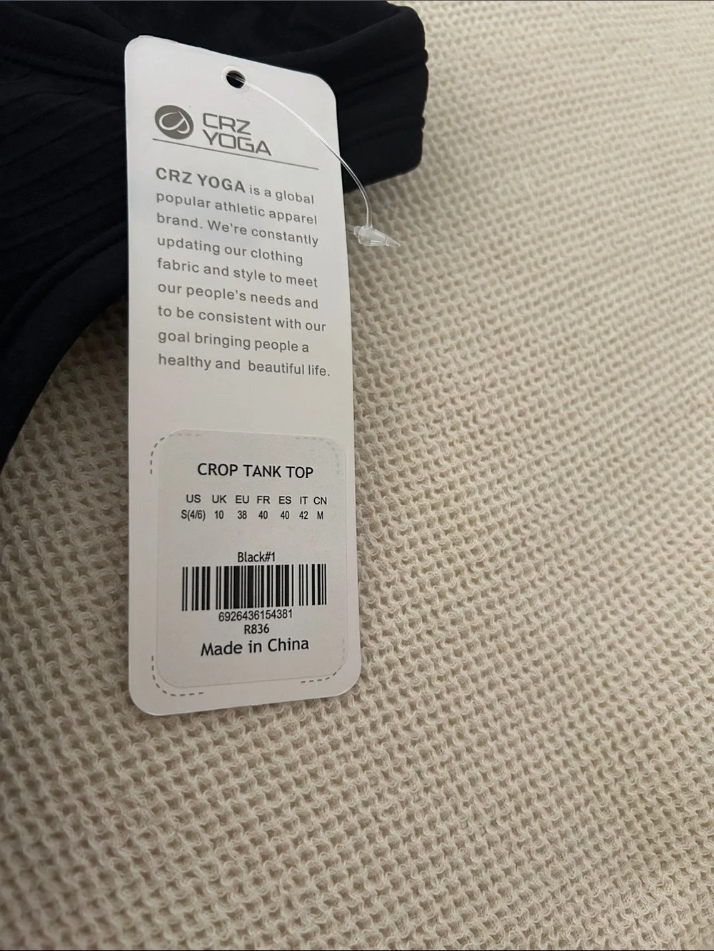 CRZ YOGA Seamless Ribbed High Neck Crop Tank Tops Sports Bra, Black, Small, NWT - Picture 8 of 8